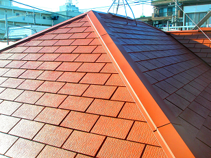 調布市のリフォーム・外壁塗装は「はちじん」へ!屋根塗装の完成後写真です。